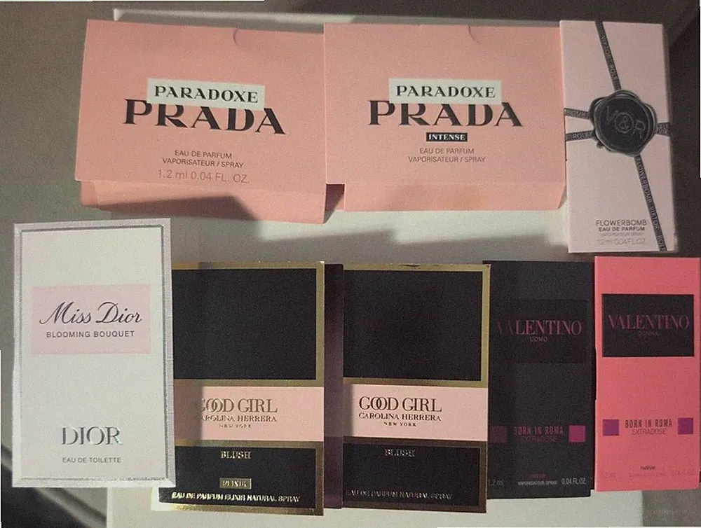 Assorted Designer Perfume Samples - Prada, Dior, Valentino, Carolina Herrera