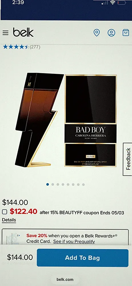 BAD BOY CAROLINA HERRERA ELIXIR 1.7 OZ